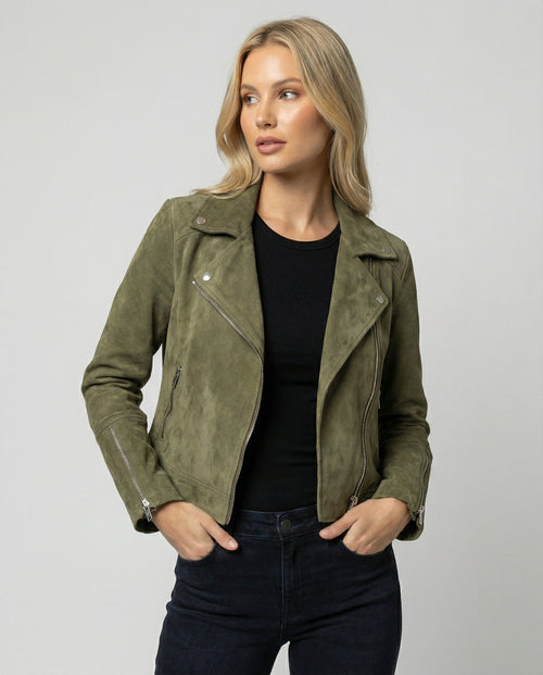 Helvano | Wildleder-Bikerjacke für Damen