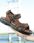 Helvano | Leder-Sandalen für Herren mit Klettverschluss