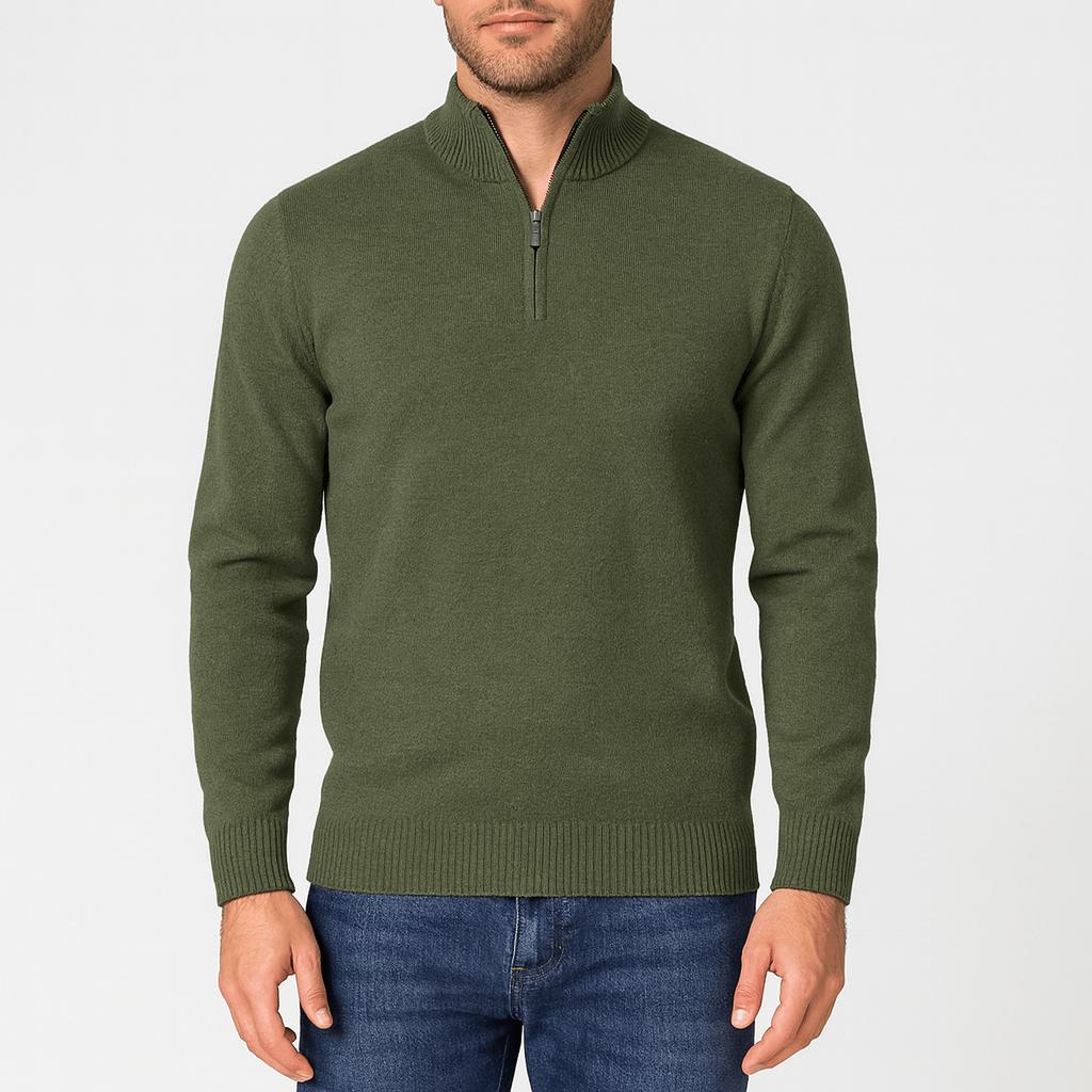 Helvano | Lockerer Herren-Strickpullover mit Reissverschluss
