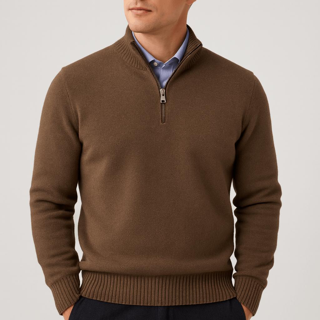 Helvano | Lockerer Herren-Strickpullover mit Reissverschluss