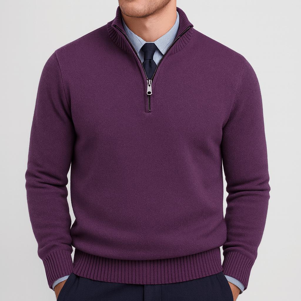 Helvano | Lockerer Herren-Strickpullover mit Reissverschluss