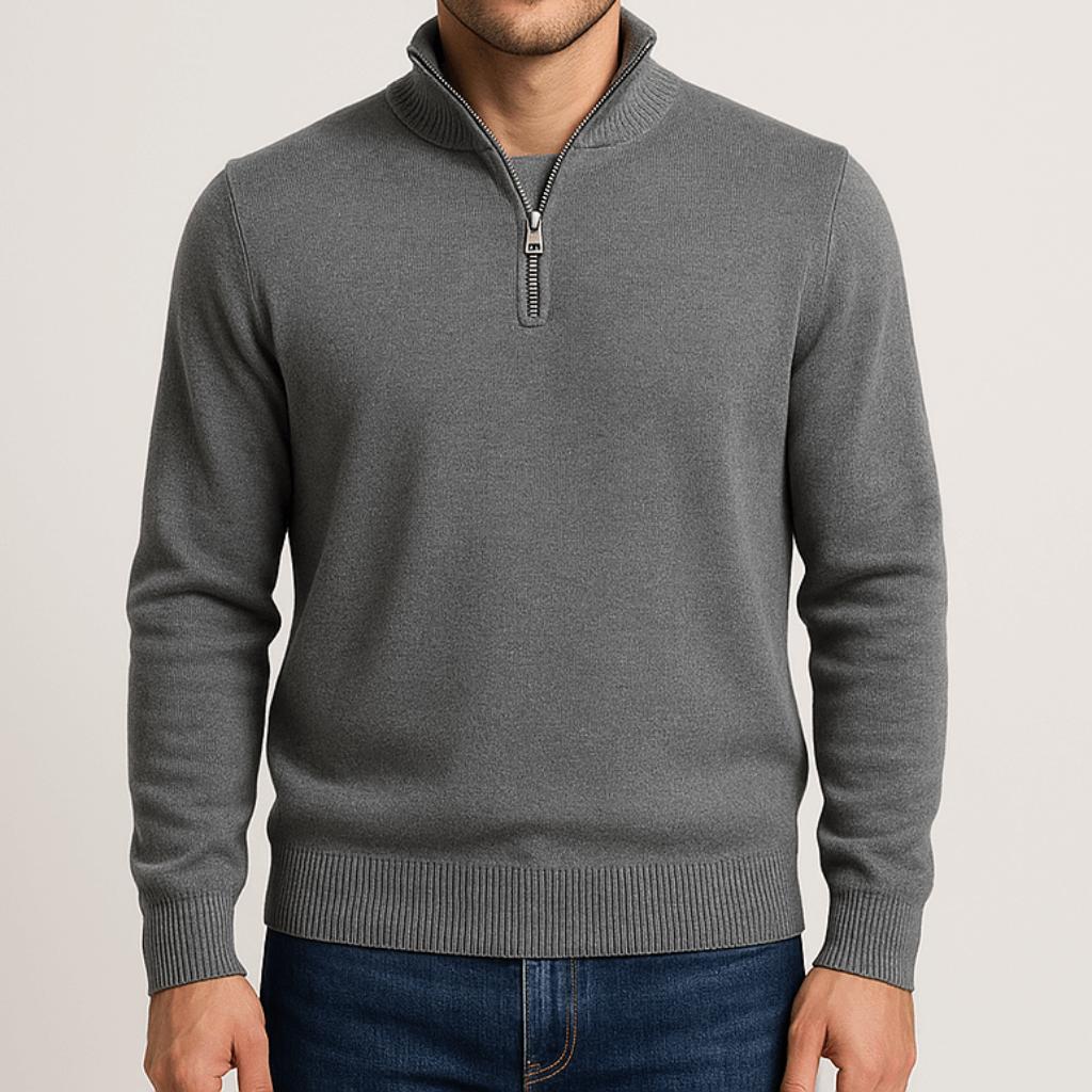 Helvano | Lockerer Herren-Strickpullover mit Reissverschluss