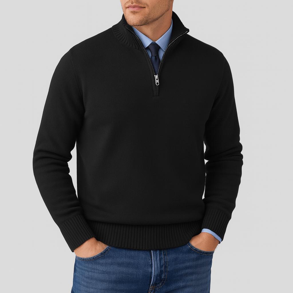 Helvano | Lockerer Herren-Strickpullover mit Reissverschluss
