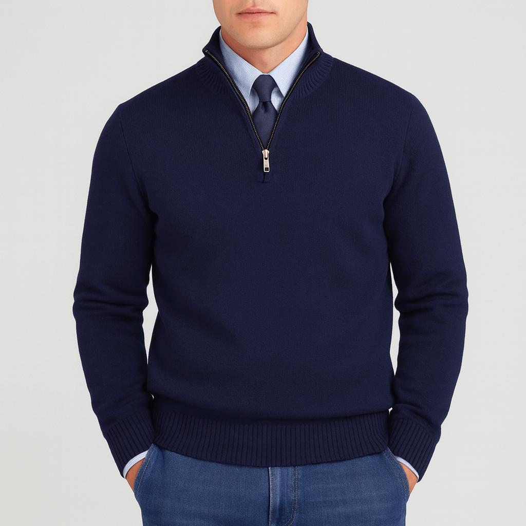 Helvano | Lockerer Herren-Strickpullover mit Reissverschluss