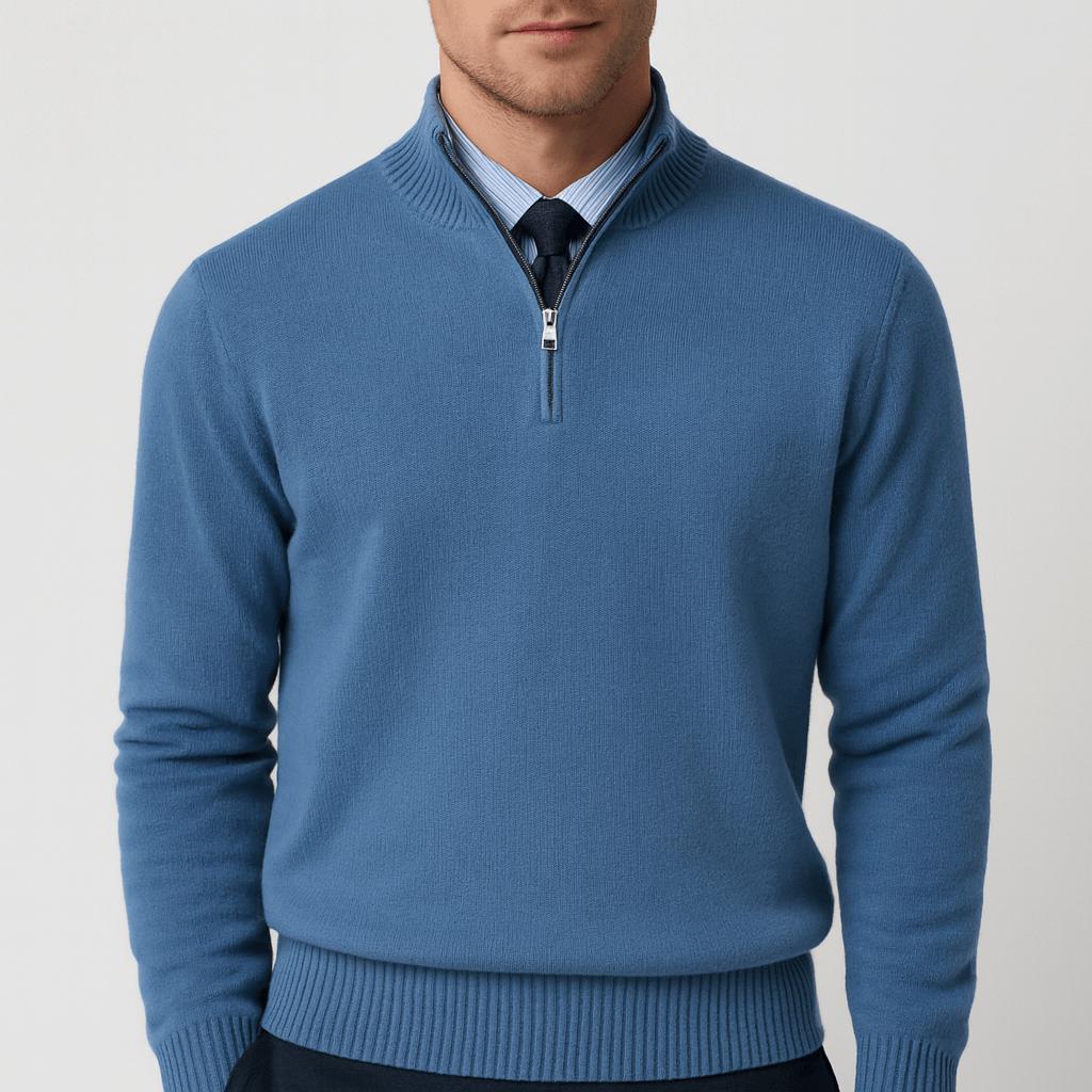 Helvano | Lockerer Herren-Strickpullover mit Reissverschluss