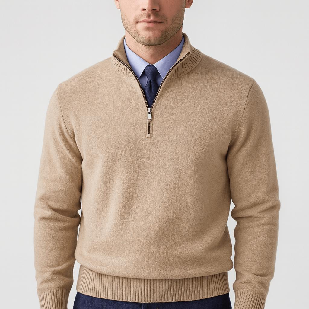 Helvano | Lockerer Herren-Strickpullover mit Reissverschluss
