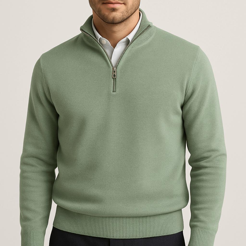 Helvano | Lockerer Herren-Strickpullover mit Reissverschluss