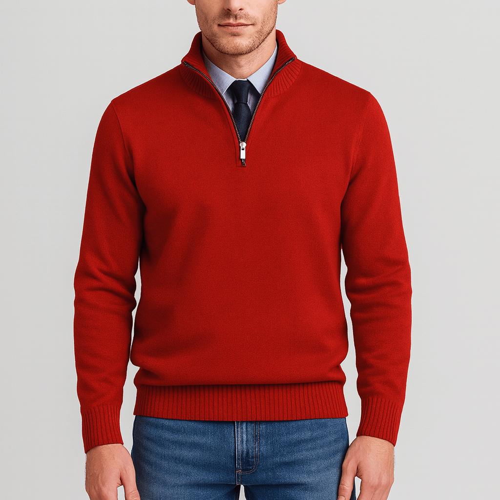 Helvano | Lockerer Herren-Strickpullover mit Reissverschluss