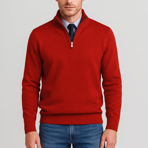 Helvano | Lockerer Herren-Strickpullover mit Reissverschluss