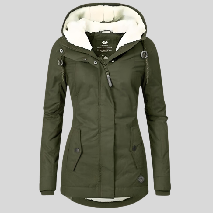 Helvano | Lange Winterjacke mit Kapuze für Damen