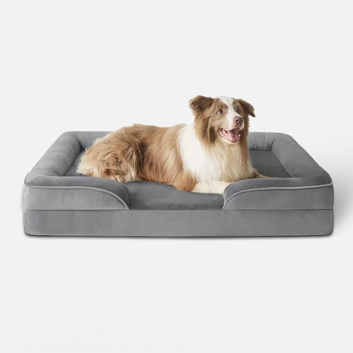 Helvano | Orthopädisches Hundebett in Grau & Schwarz