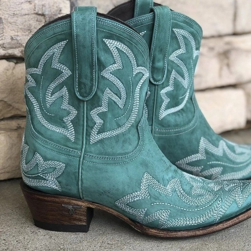 Helvano | Bestickte Cowboy-Stiefeletten aus Leder für Damen