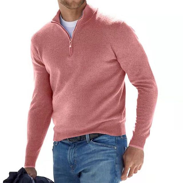 Helvano | Herren Troyer-Pullover mit kurzem Reissverschluss