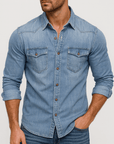 Helvano | Jeanshemd mit Kragen für Herren