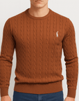 Helvano | Grobstrick-Pullover mit Zopfmuster für Herren