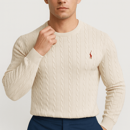 Helvano | Grobstrick-Pullover mit Zopfmuster für Herren