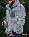 Helvano | Herren Fleece-Pullover mit Stehkragen und Karomuster