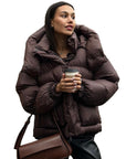 Helvano | Gesteppte Winterjacke mit Kapuze für Damen in Dunkelbraun