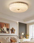 Helvano | Deckenleuchte aus Riffelglas in Gold & Weiss
