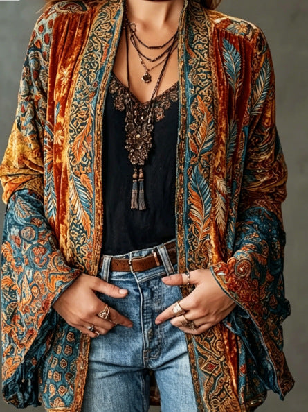 Helvano | Boho-Samtjacke für Damen