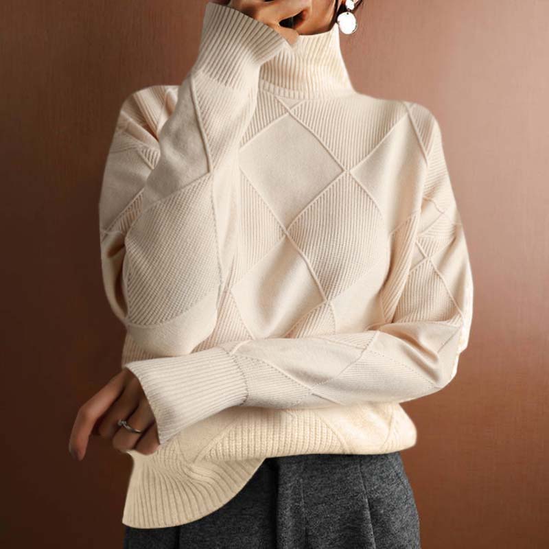 Helvano | Damen Strickpullover mit Stehkragen