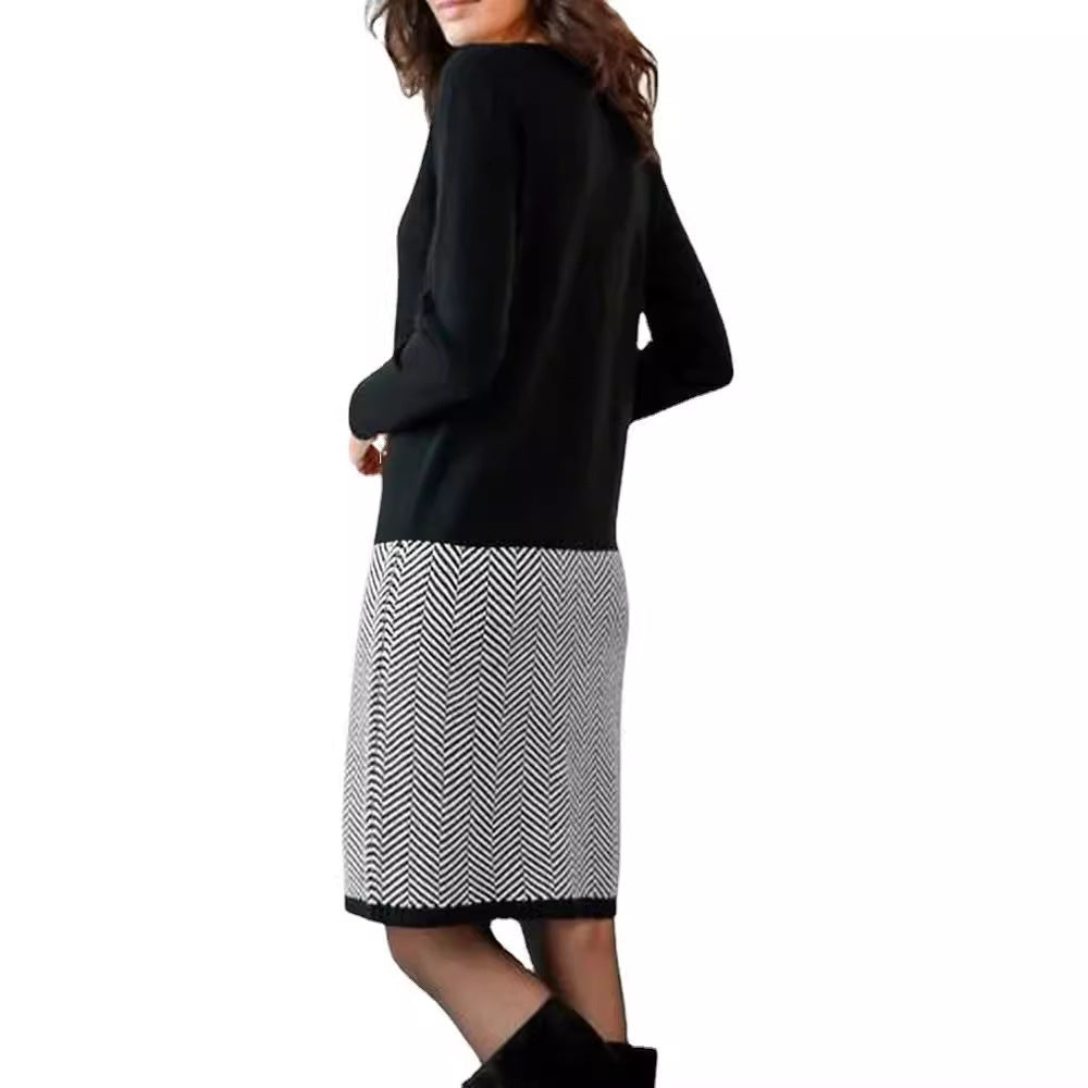 Helvano | Damen Strickkleid mit Chevron-Muster