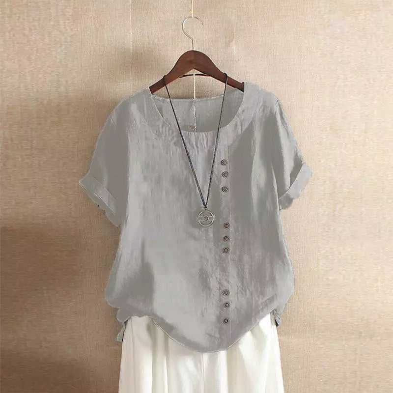 Helvano | Baumwollbluse mit Knöpfen für Damen