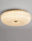 Helvano | Deckenleuchte aus Riffelglas in Gold & Weiss