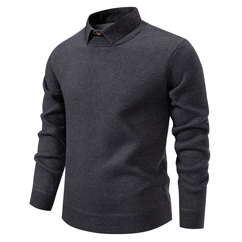 Helvano | Herren Strickpullover mit Kontrastkragen