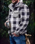 Helvano | Herren Fleece-Pullover mit Stehkragen und Karomuster
