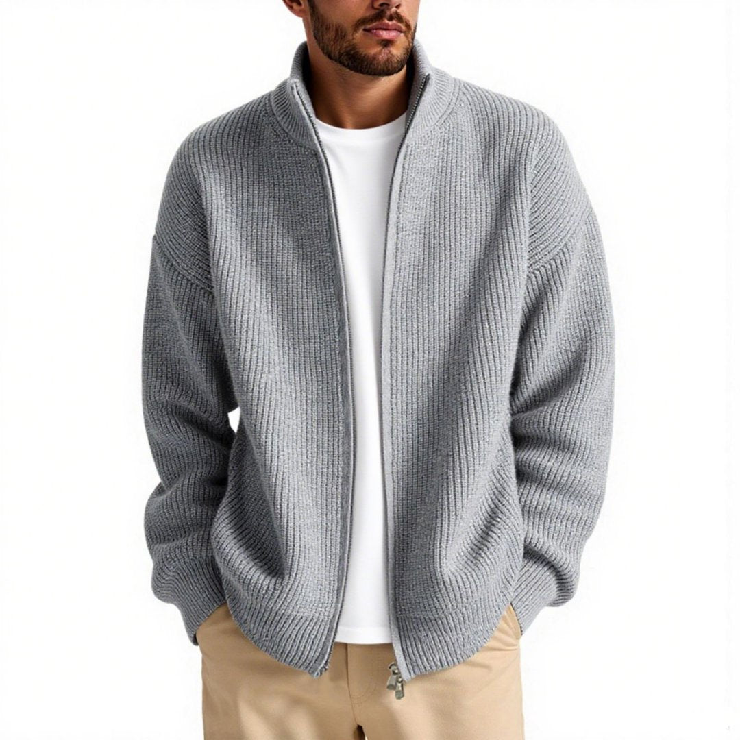 Helvano | Strickjacke mit Stehkragen und Reissverschluss für Herren