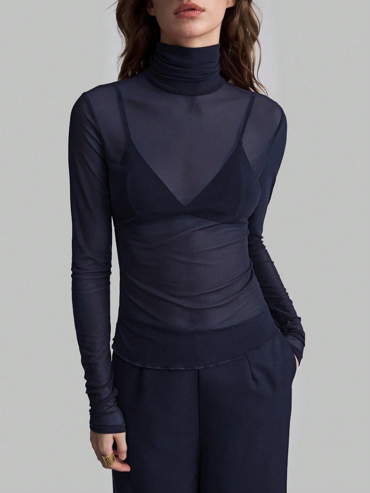 Helvano | Transparente Rollkragen-Bluse für Damen