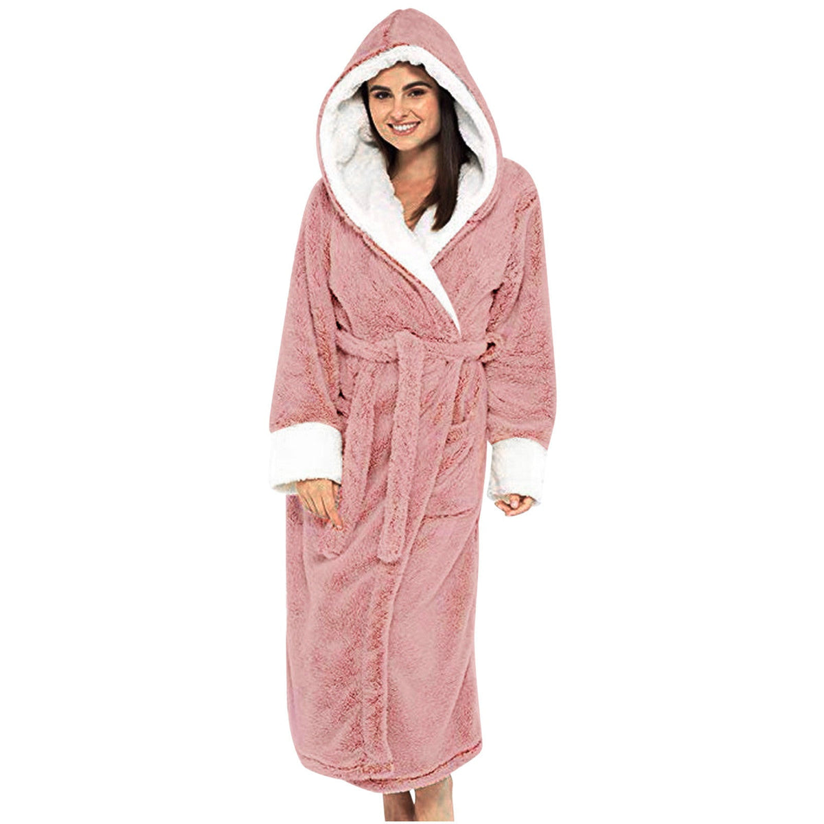Helvano | Kuscheliger Fleece-Bademantel mit Kapuze für Damen
