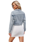 Helvano | Cropped Jeansjacke mit Taschen für Damen