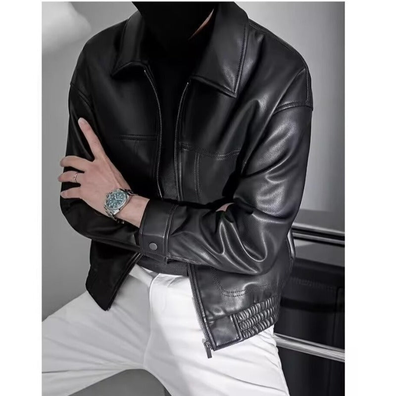 Helvano | Strukturierte Kunstlederjacke für Herren