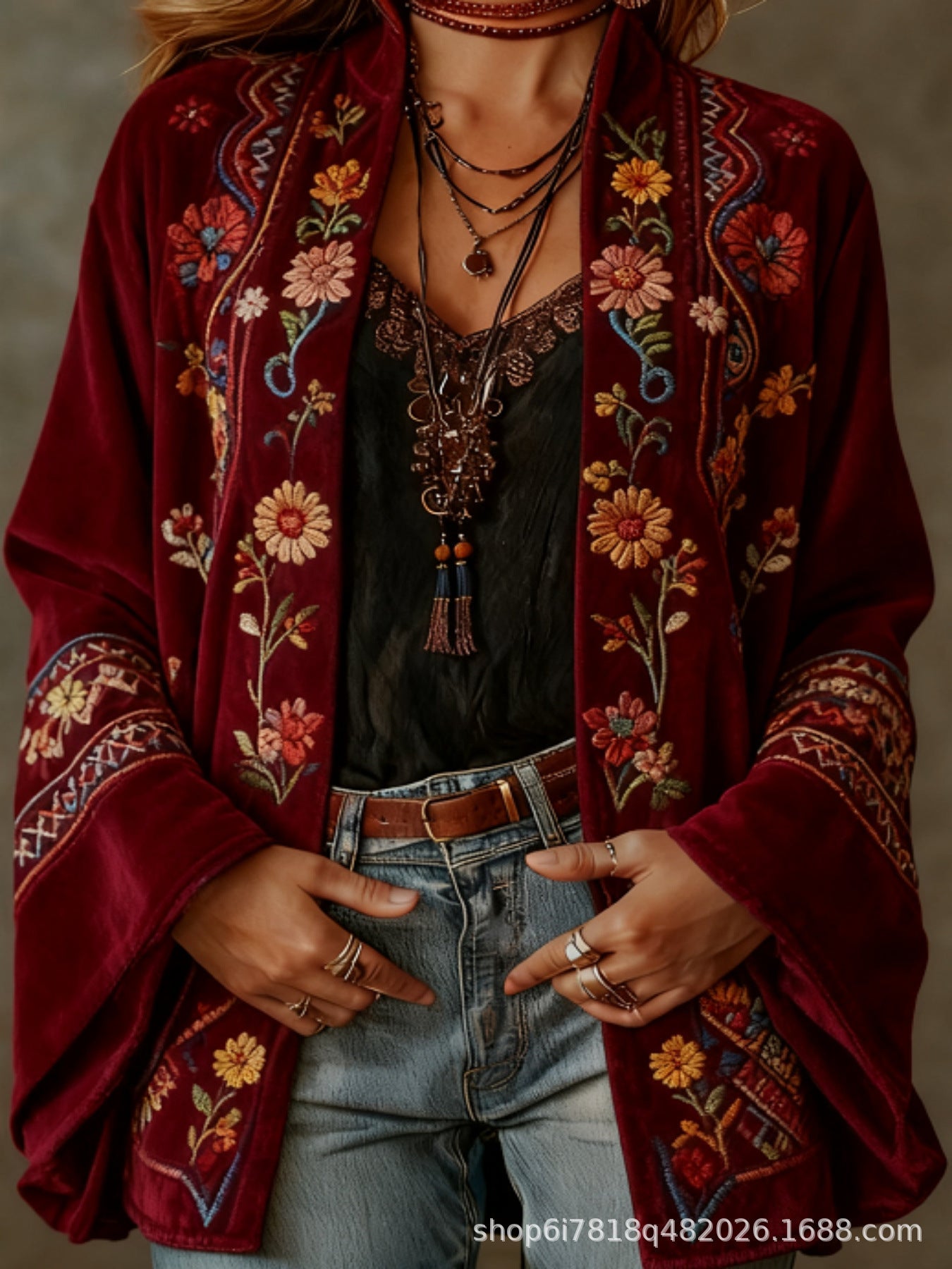 Helvano | Boho-Samtjacke für Damen