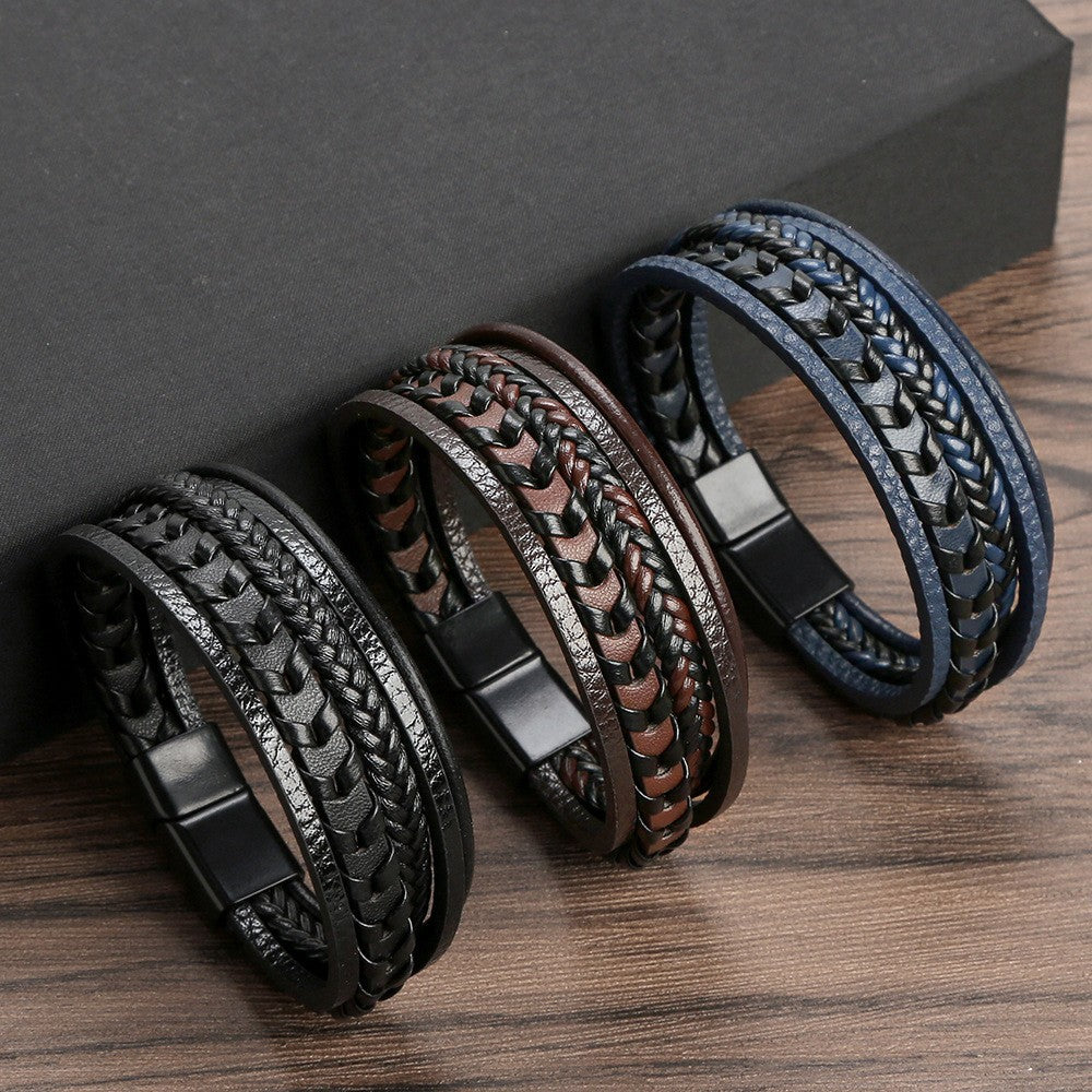 Helvano | Herren-Lederarmband in Schwarz