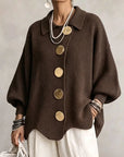 Helvano | Oversized Strickjacke mit Knöpfen für Damen