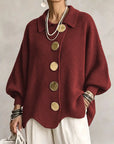 Helvano | Oversized Strickjacke mit Knöpfen für Damen
