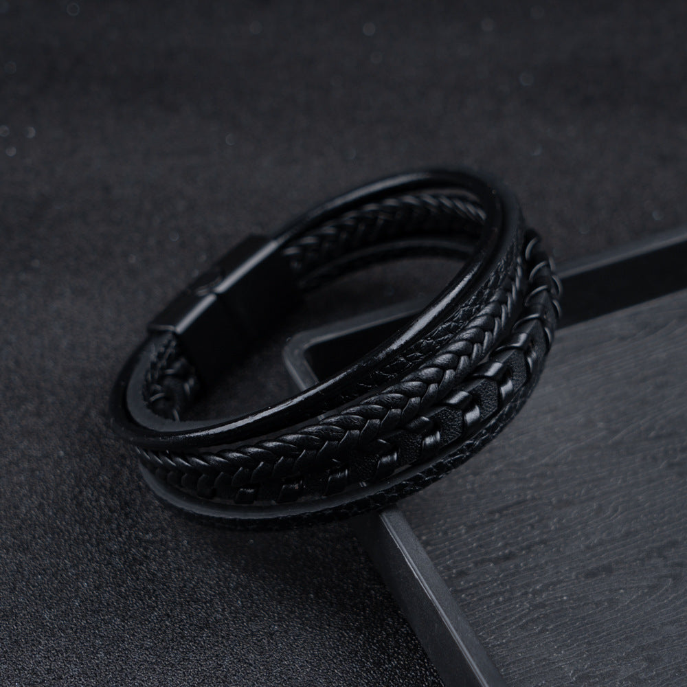 Helvano | Herren-Lederarmband in Schwarz