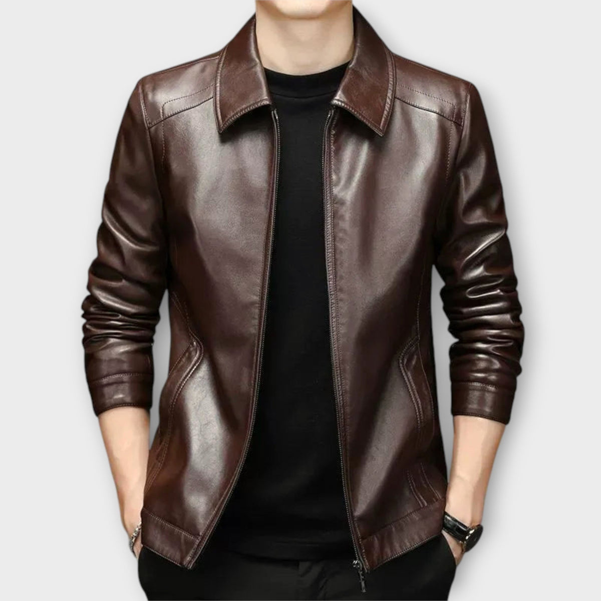 Helvano | Slim-Fit Lederjacke für Herren