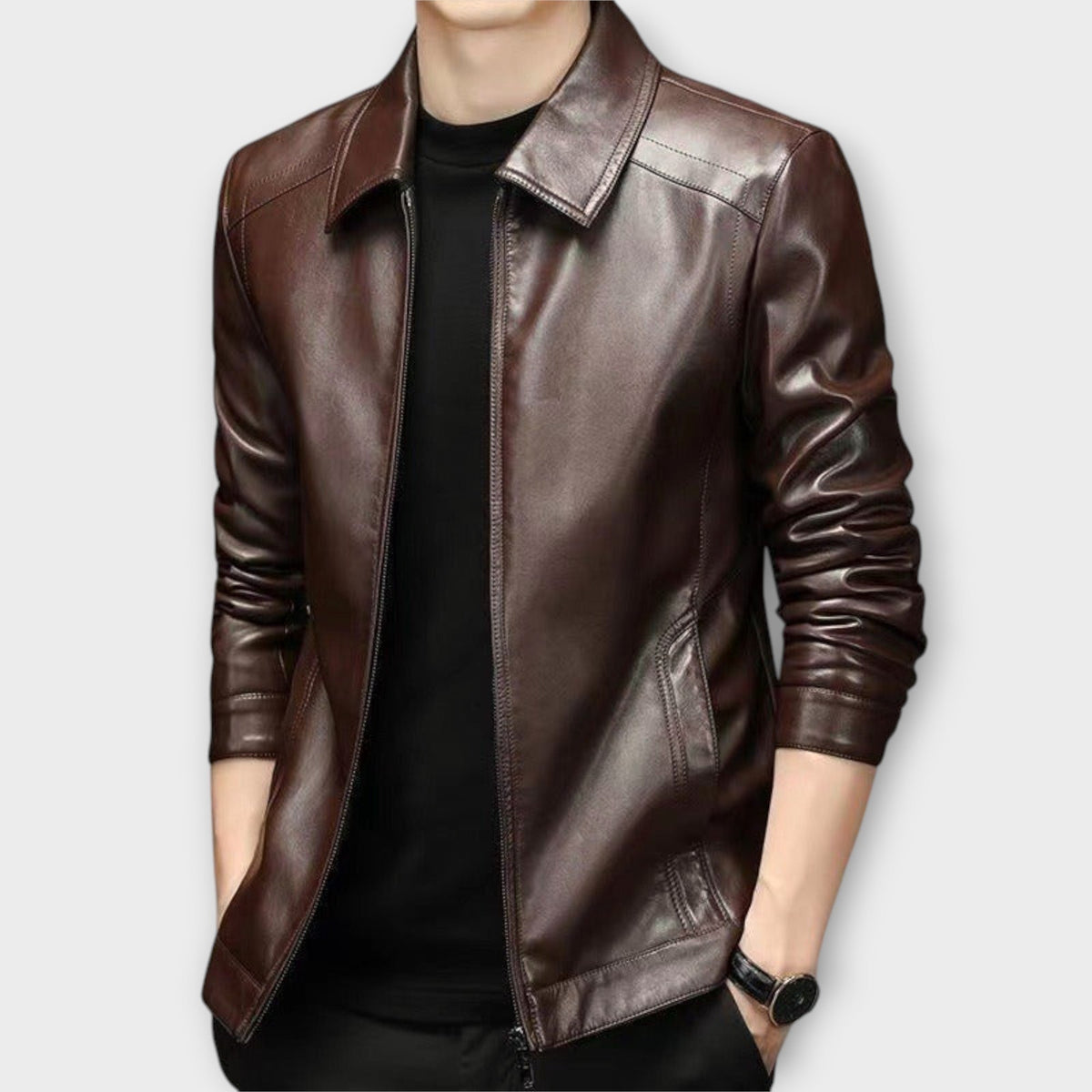 Helvano | Slim-Fit Lederjacke für Herren