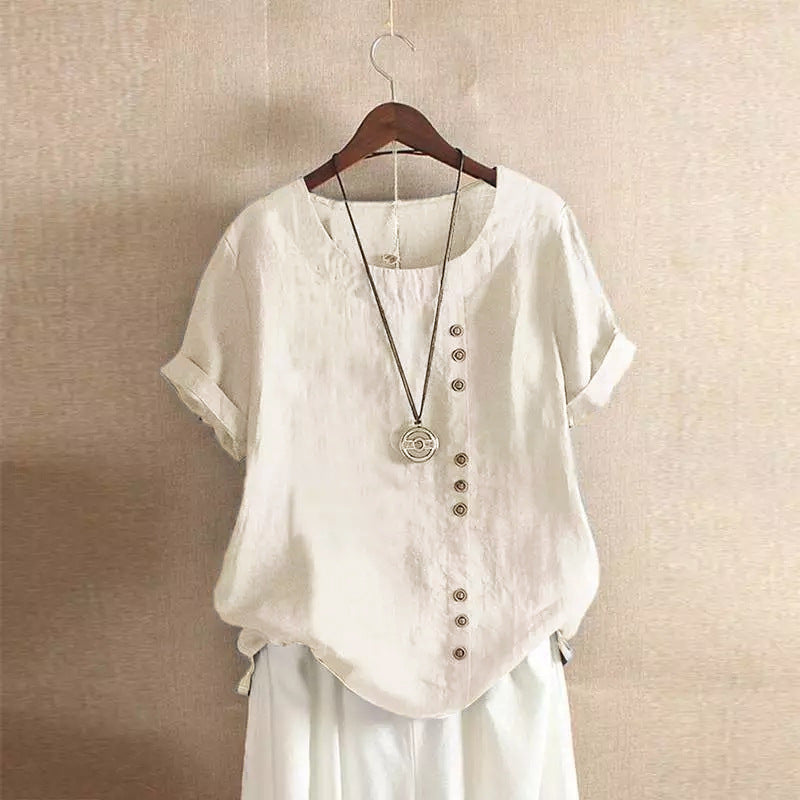 Helvano | Baumwoll-Bluse mit Knöpfen für Damen