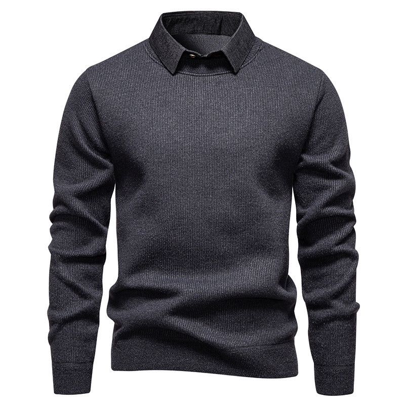Helvano | Herren Strickpullover mit Kontrastkragen