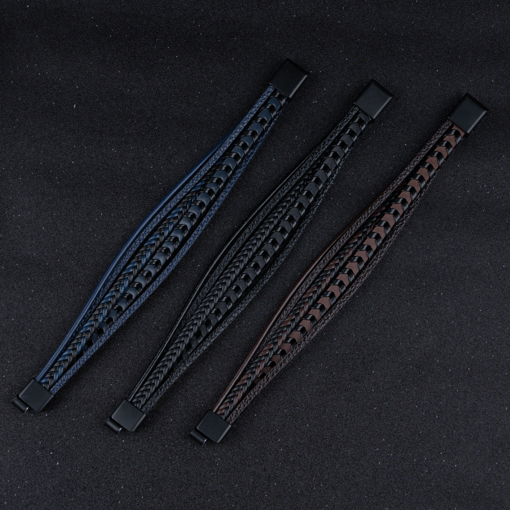 Helvano | Herren-Lederarmband in Schwarz