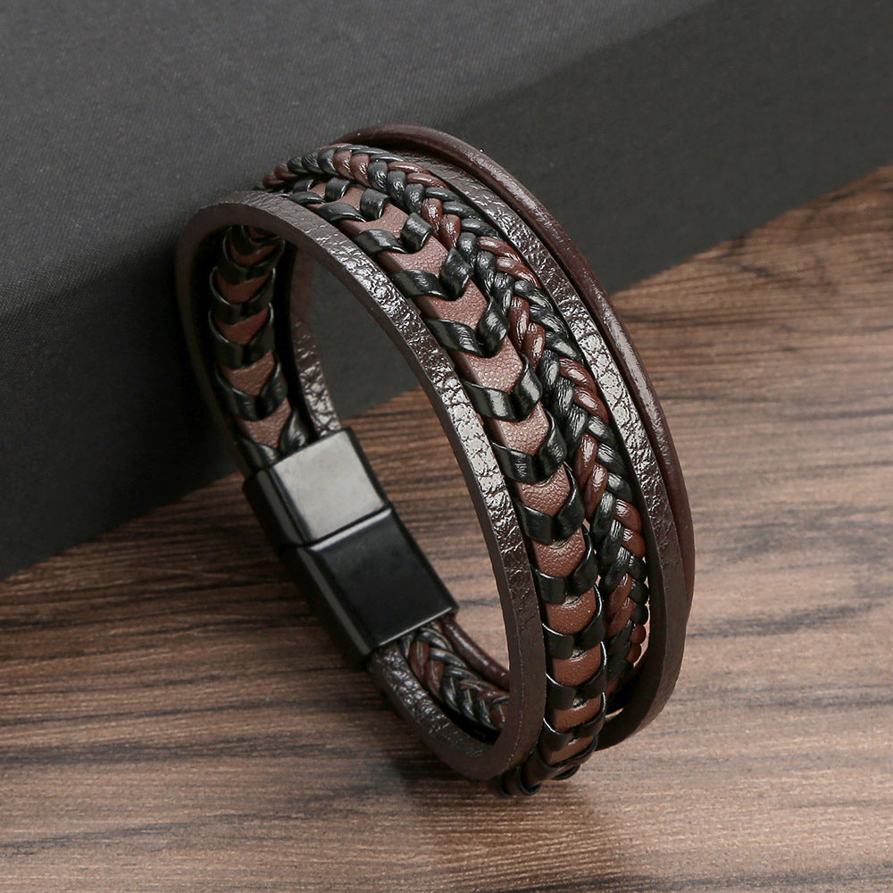 Helvano | Herren-Lederarmband in Schwarz