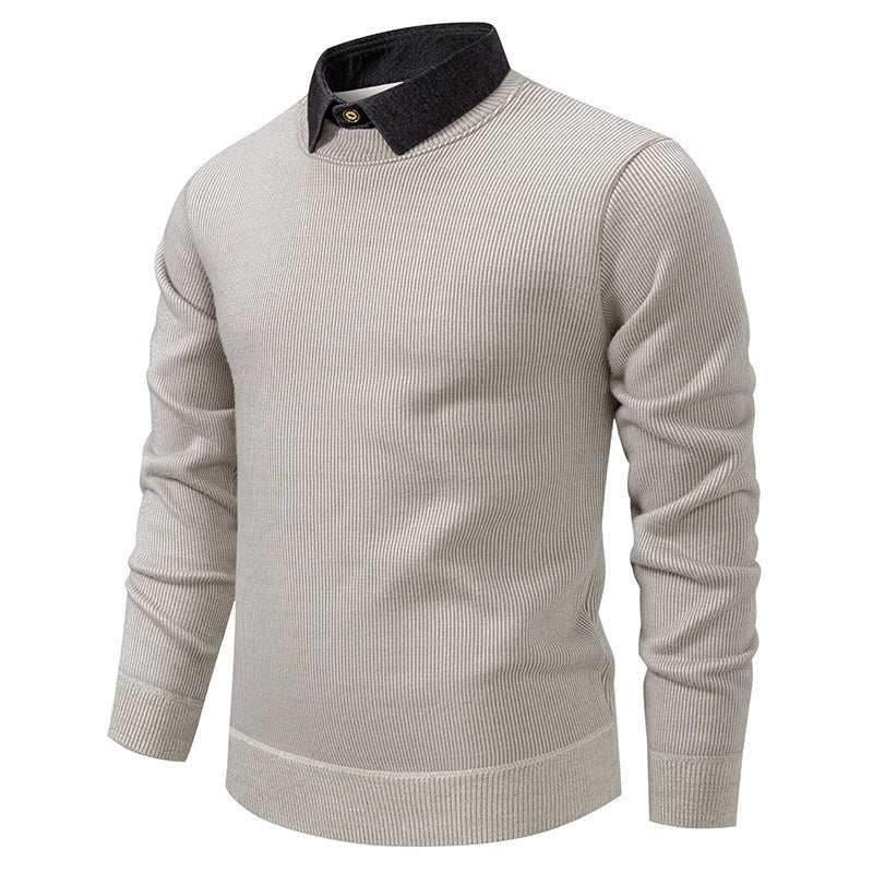 Helvano | Herren Strickpullover mit Kontrastkragen