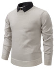 Helvano | Herren Strickpullover mit Kontrastkragen