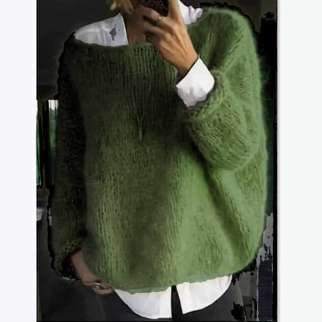 Helvano | Oversized Pullover mit U-Boot-Ausschnitt für Damen