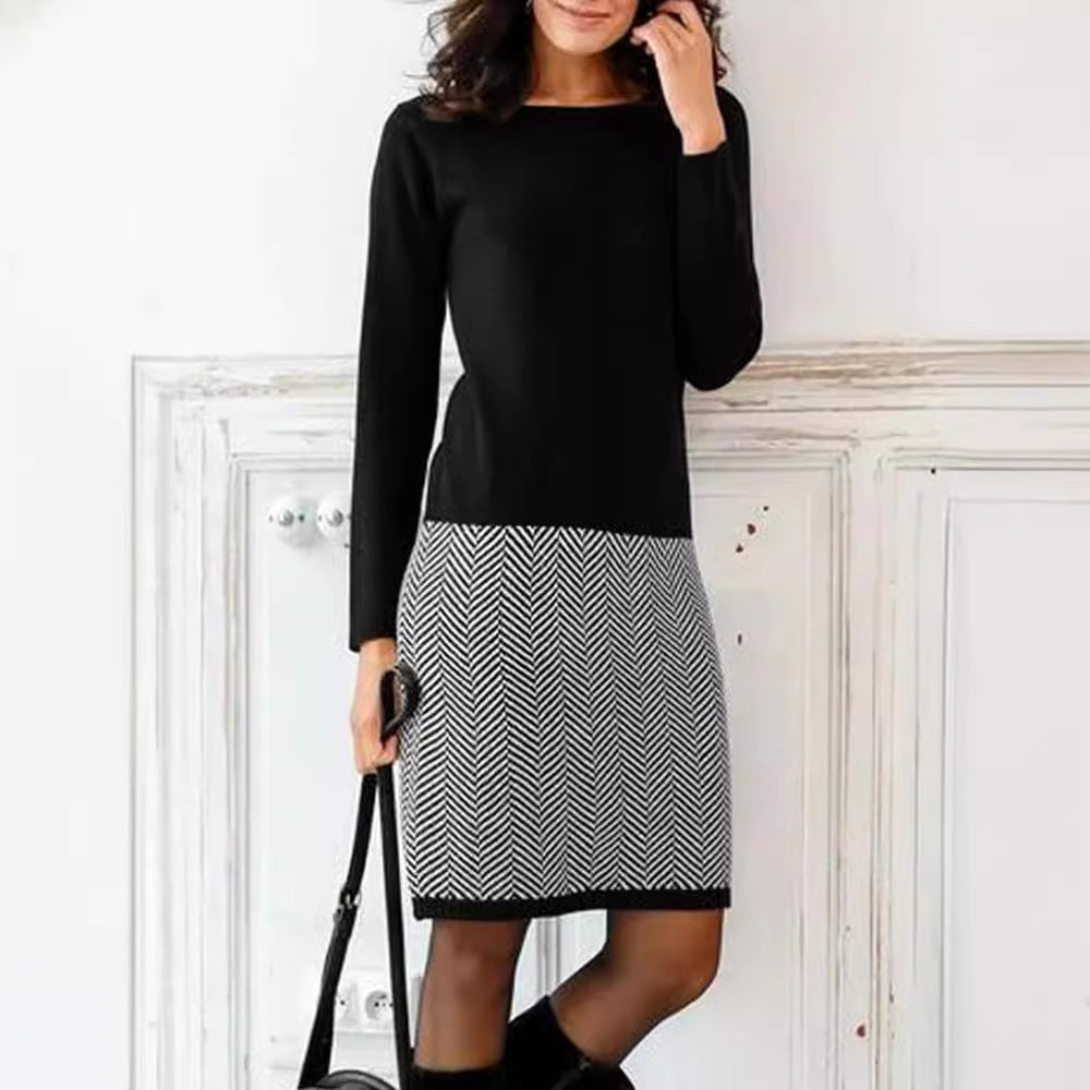 Helvano | Damen Strickkleid mit Chevron-Muster